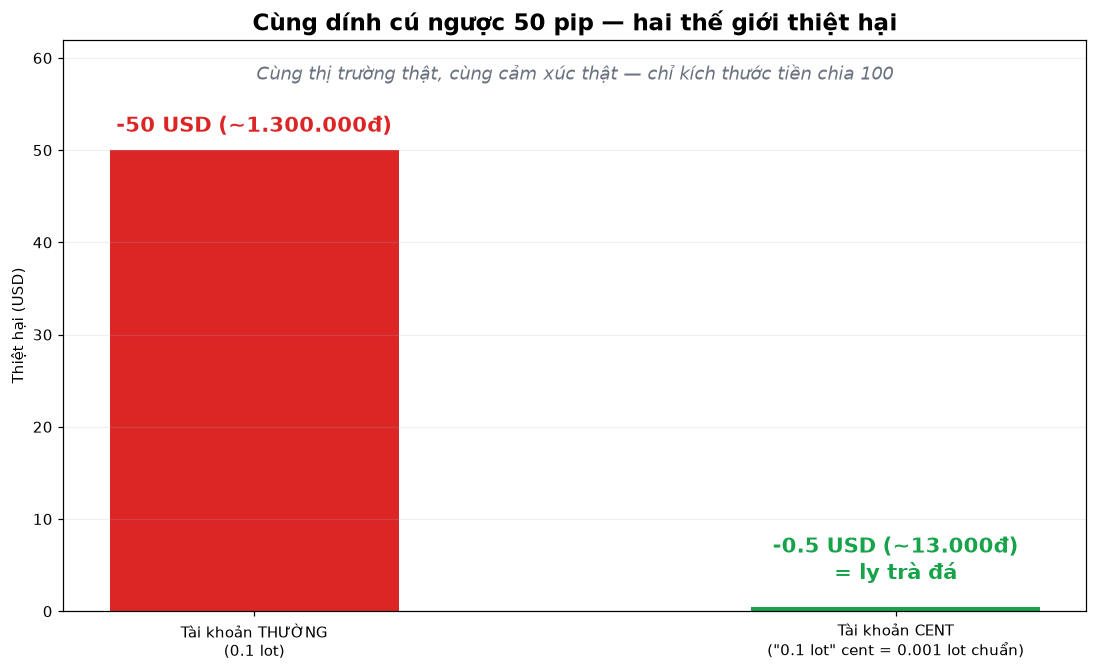 Minh hoạ tài khoản Cent với vốn nhỏ