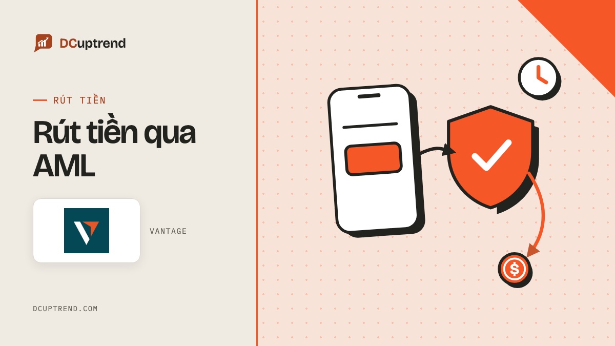 Banner đề mục: Rút tiền qua AML, kèm logo Vantage