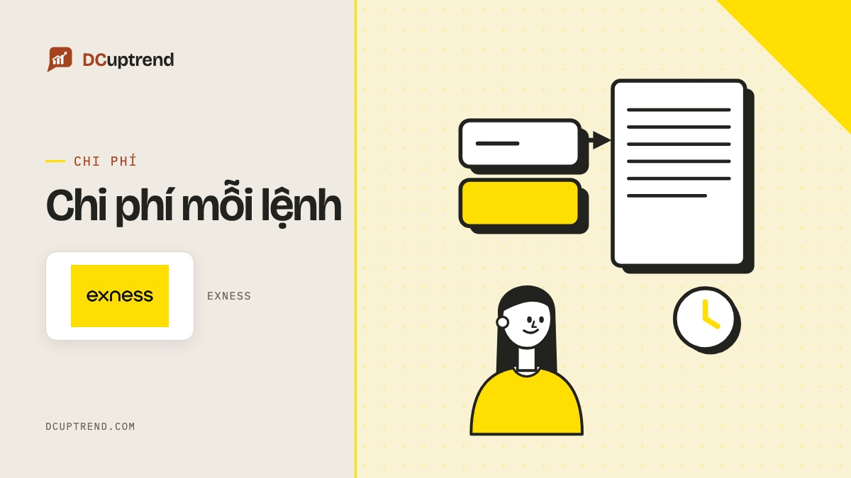 Banner đề mục: Chi phí mỗi lệnh, kèm logo Exness