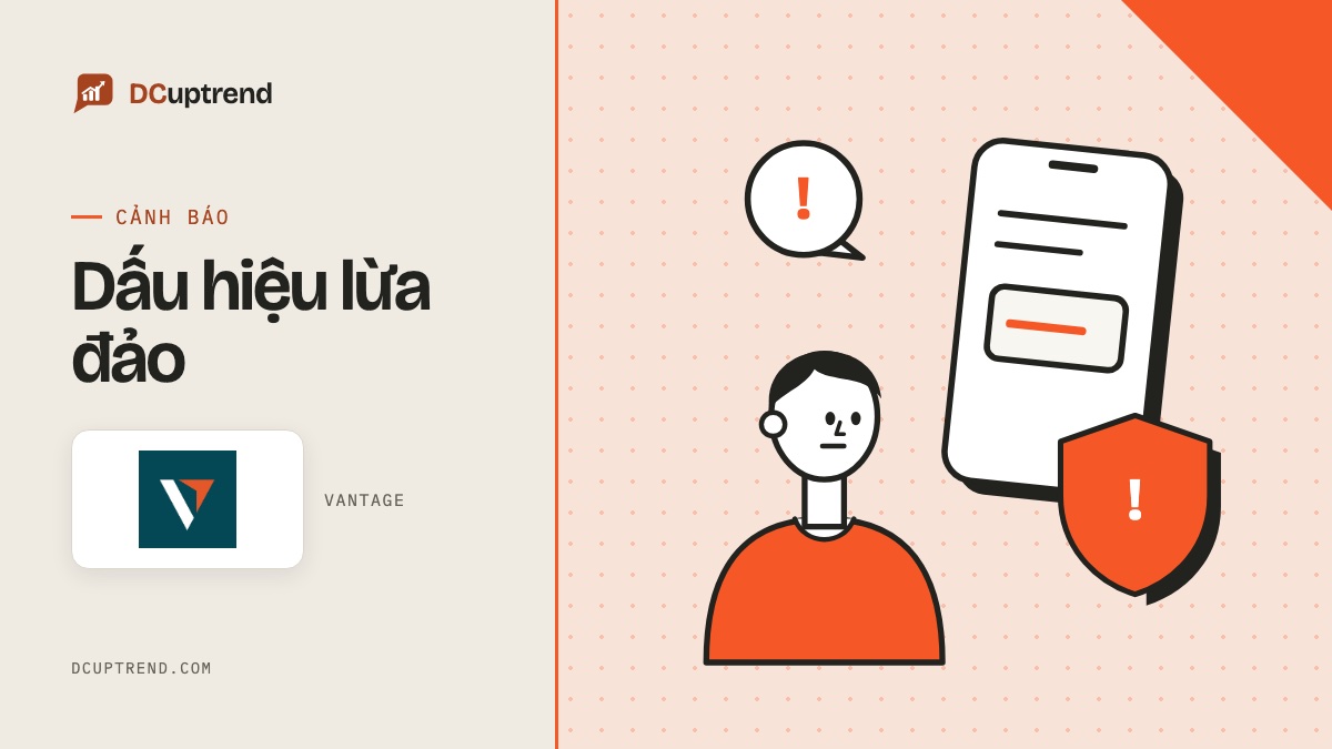Banner đề mục: Dấu hiệu lừa đảo, kèm logo Vantage